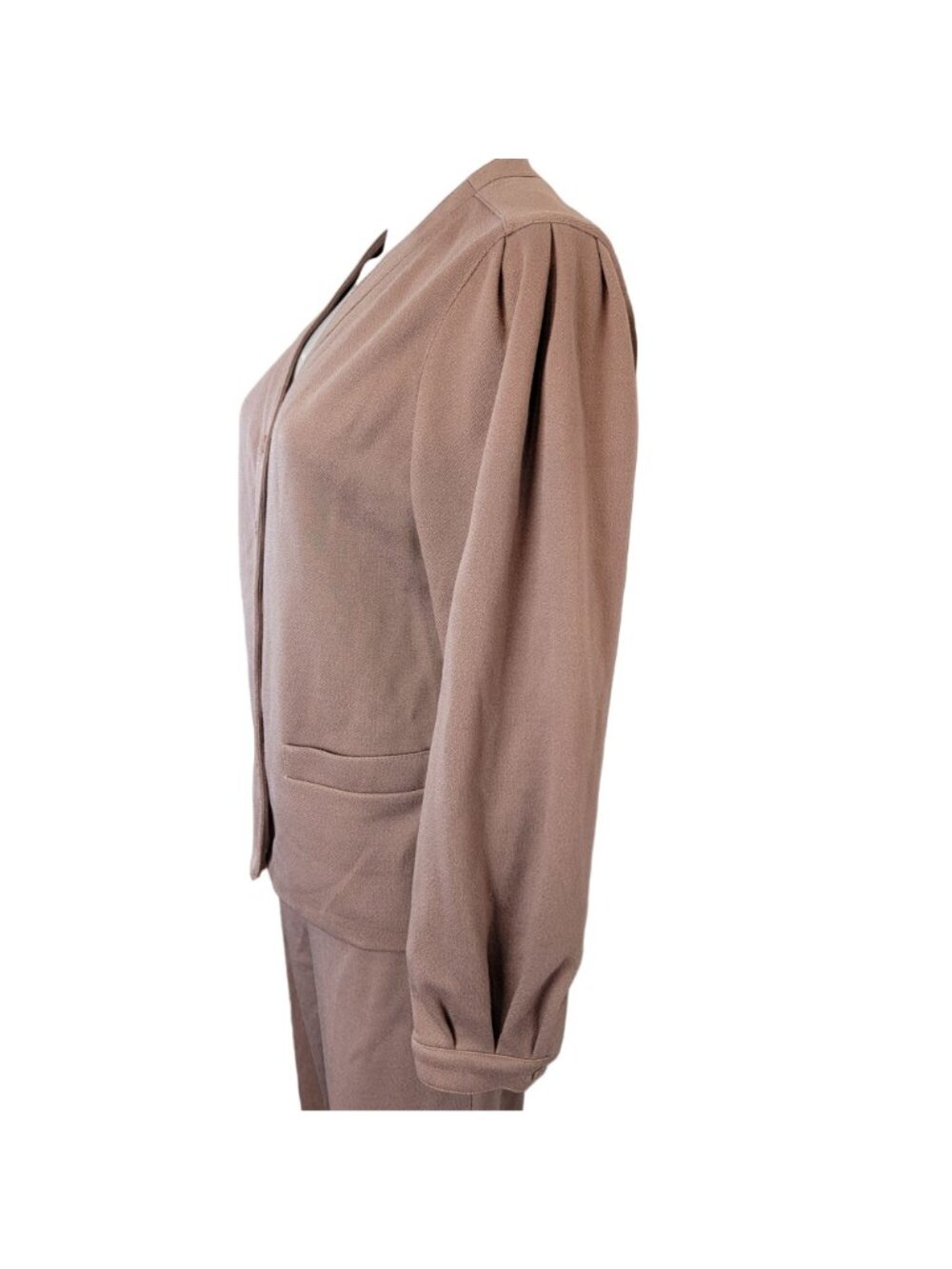 Vintage 70s Suit Women Large 14 Brown Jacket High Rise Straight Pants Retro Work - Picture 11 of 16